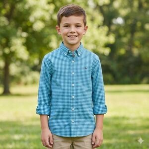 Vineyard Vines Kids Teal Checkered Button Down Shirt